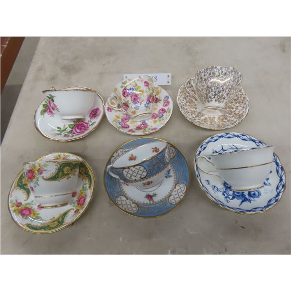 6 Cup & Saucer: Flammersley, Royal Standard, 2 Royal Stafford, Royal Albert - Brand