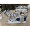 Image 5 : 3 Porcelain Horses and Carriage and Figurine - 1: 7-1/2" x 7" H - 2: 5-1/4" L x 4-1/2" H