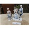 Image 1 : 2 Table Top Porcelain Figurines - 1: 7" W x 9" H - 1: 3" W x 7" H