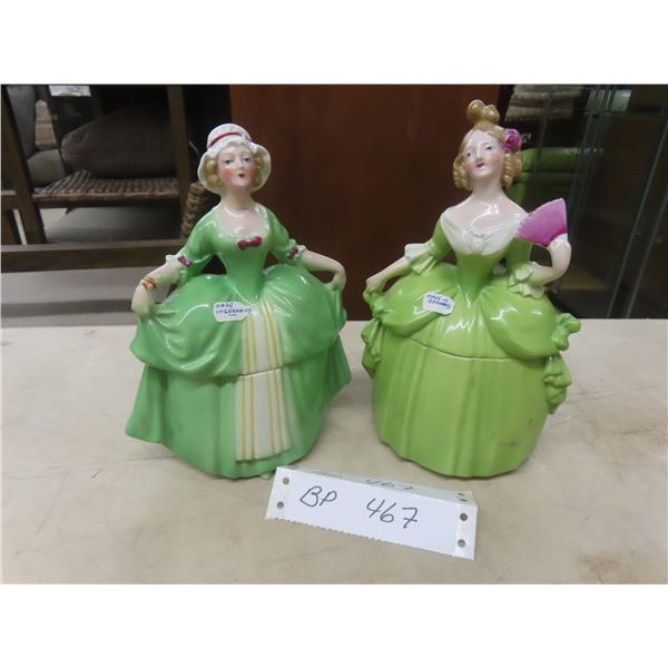 2 Vintage E+R Germany Dress Doll Porcelain Madame Pompadour - 1 Has Some Damage to Hand