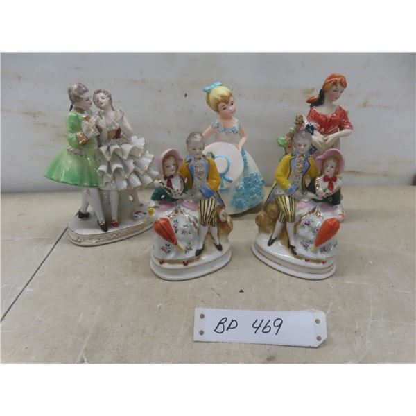 5 Porcelain Figurines 7-1/2" to 5-1/2" Tall