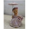 Image 2 : 3 Vintage Figurines with Stiffened Lace, 1 Ceramic Angel, 1 Ucagco Japan Ceramic Girl with Parasol
