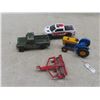 Image 5 : 5 Small Tractors: 3 John Deere, 1 Match Box, 1 No Name Disker, CAT & Grader, 2 Trucks