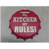 Image 7 :  8-1/2" Tin Bottle Cap My Rules, 8" x 12" Sign, Cat ORT & Decorative Clock Working