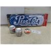 Image 1 : 3 Pcs Pepsi-Cola: Belt Buckle, Salt & Pepper Shakers, Metal Thermometer