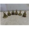 Image 4 : 12 Pcs of Brass: 6 Bells, 1 Vintage Ash Tray with Match Holder, 2 Deer, 1 Unicorn, 1 Brass Vase, 1