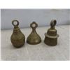 Image 6 : 12 Pcs of Brass: 6 Bells, 1 Vintage Ash Tray with Match Holder, 2 Deer, 1 Unicorn, 1 Brass Vase, 1