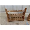 Image 2 : 2 Vintage Chemistry Drug Store Druggist Test Tube Racks, 3 Glass Tubes,  Funnel & Quackermaid Bottle