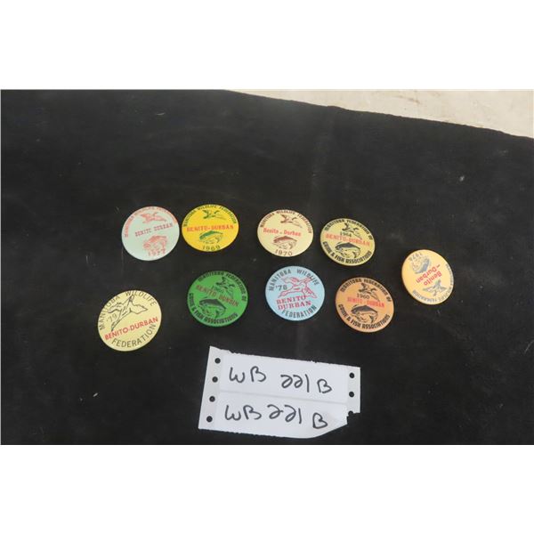 Vintage 9 Benito Durban Manitoba Wildlife Federation Game Pins 1960-1978