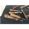 Image 2 : 12 Antique Leather Tools: Punches, Awls, Scraper, Chisel, Brush