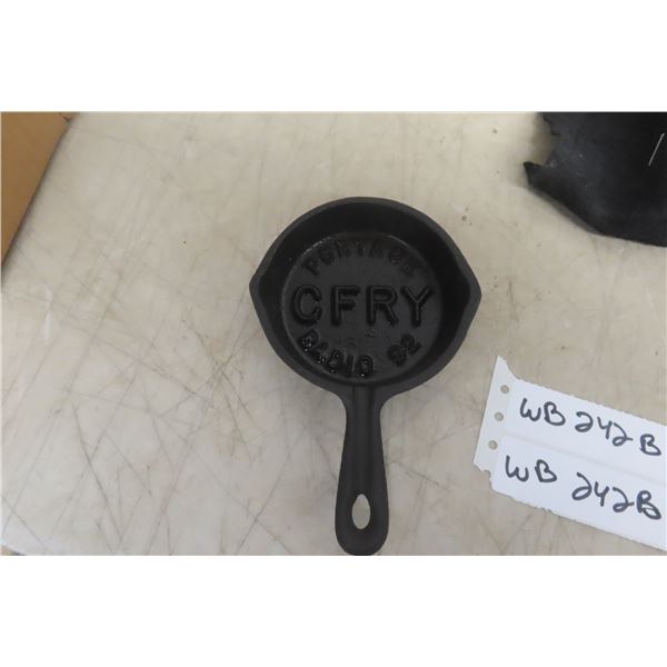 Vintage Rare Ashtray Cast Iron Pan from 1970s CFRY Radio Station 92 - Portage La Prairie, MB