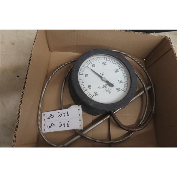 Vintage Industrial Thermo Gauge 30 to 150 Glass Bezel 7"