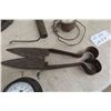 Image 3 : Old Tool & Gauges Lot: 2 Gauges, Sheep Shears, SK Tool Case, Wrench, Plumbers Tool, Repurpose Iron
