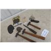 Image 1 : Vintage Cobbler & Blacksmith Lot: 2 Ball Peen Hammers, Cobbler Hammer, Shoe Mold, Snaps, Heels &