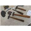 Image 2 : Vintage Cobbler & Blacksmith Lot: 2 Ball Peen Hammers, Cobbler Hammer, Shoe Mold, Snaps, Heels &