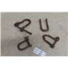 Image 1 : 4 Vintage Wagon Plow Implement Tractor Cast Iron Clevises, Most with Pins