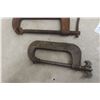 Image 2 : 3 Antique Large C Clamps Lot: 8" No 540 Cincinnati Tool Co, Taylor Forged Co No 16 & Lobster No 4