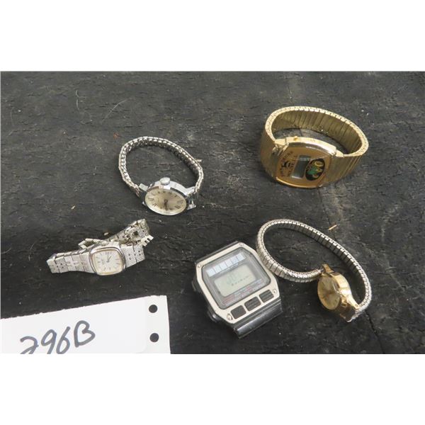 5 Vintage Mens & Ladies Watches Lot: John Deere Digital, 2 Timex, Seiko & Digital Seiko