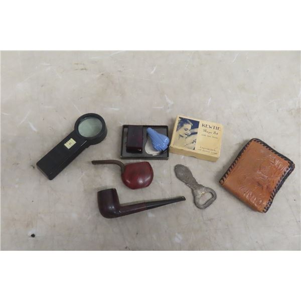 Antique General Store Product Lot: 2 Pipes (HBC Label), Kewtie Ladies Shaver Set in Box, Gazelle
