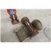 Image 4 : Vintage Risqué Salt Shaker, German Wood Carving of Sailor, Wood Egg, Beer Coasters, Magnifying