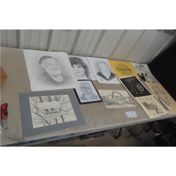 13 Vintage Very Cool Portraits Black & White Pencil Sketches by Canadian Artist Wayne Stinson: