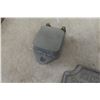 Image 4 : Antique Man Cave Decor Lot: Faraday Bell Ringer, Booker Cast Iron Plate & Metal Double Horn