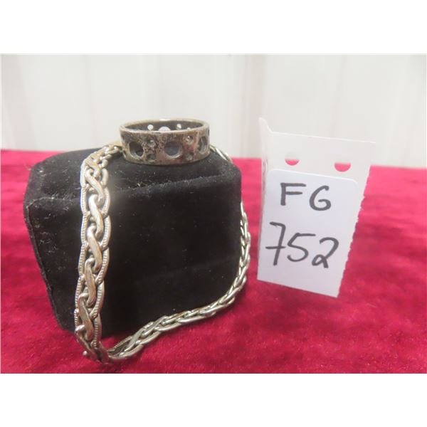 Marked 925 Silver Ring & Bracelet Set – 20 g Total Weight