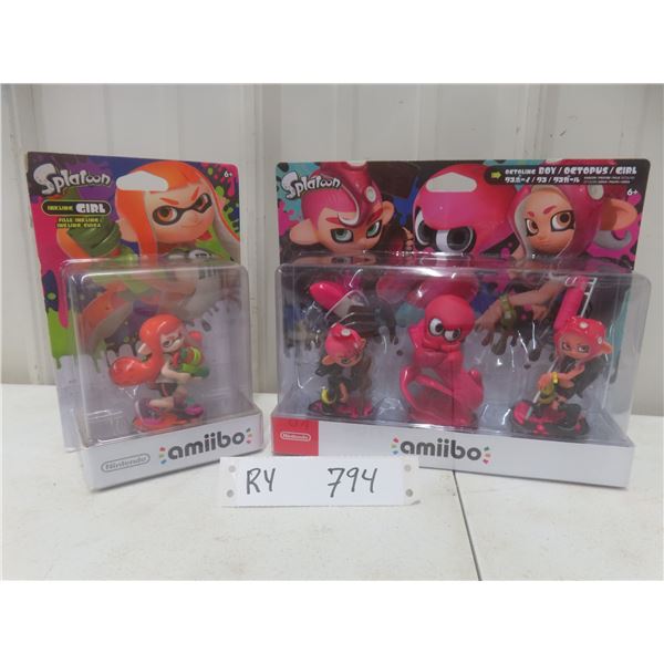 Nintendo Splatoon Amiibo Figures: Inkling Girl, Octoling Boy, Octopus & Octoling Girl – Qty 4