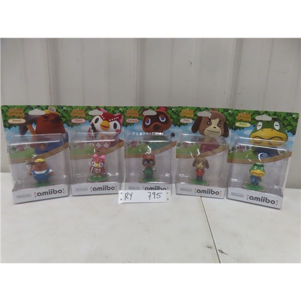Nintendo Animal Crossing Amiibo Figures: Resetti, Celeste, Tom Nook, Digby & Kapp'n – Qty 5
