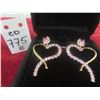 Image 1 : New 18K Gold Plated Emerald Cut Pink Simulated Diamond (CZ) Heart Dangle Earrings, 1.0 ct Each