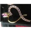 Image 5 : New 18K Gold Plated Emerald Cut Pink Simulated Diamond (CZ) Heart Dangle Earrings, 1.0 ct Each
