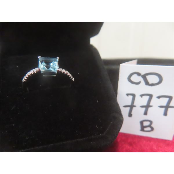 New 925 Ster Silver Princess Cut Natural Swiss Blue Topaz Channel Ring, 1.0 ct – White Gold Overlay