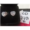 Image 1 : New Heart Halo Earrings with 2.0 ct Each Simulated Diamond (CZ) – 925 Silver, White Gold Overlay