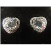 Image 3 : New Heart Halo Earrings with 2.0 ct Each Simulated Diamond (CZ) – 925 Silver, White Gold Overlay