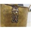 Image 4 : Antique Hammered Brass Coal Scuttle with Delft Handle - 12" Tall with Handle Up
