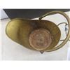 Image 5 : Antique Hammered Brass Coal Scuttle with Delft Handle - 12" Tall with Handle Up