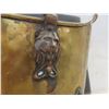 Image 6 : Antique Hammered Brass Coal Scuttle with Delft Handle - 12" Tall with Handle Up