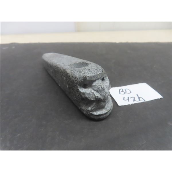 Vintage First Nations Inuit Figural Soapstone Carved Pipe - Signed 'Stillwell 93' - Measures 5"