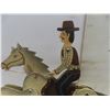 Image 6 : Vintage Hand Painted Folk Art Metal Balancing Toy Cowboy on Horseback Pendulum