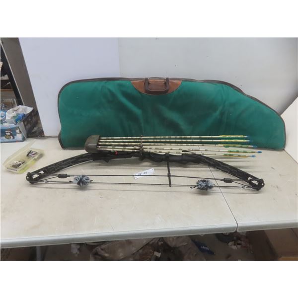 Compound Bow w/ 6 Arrows, Arrow End/Tips & Soft Bag