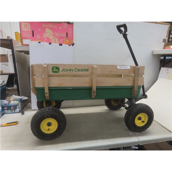 John Deere Metal Wagon w/ Wood Sides