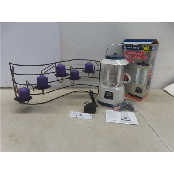 Rechargeable Lantern - No Remote & 5 Candle in Music Design Wrought Iron Display