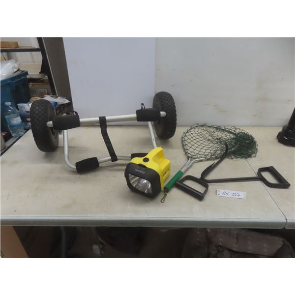 Kayak Dolly, Fishing Net, Flashlight & 2 Gaffs