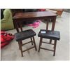 Image 1 : Wood Table 36" x 42" x 22" w/ 2 Stools