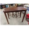 Image 3 : Wood Table 36" x 42" x 22" w/ 2 Stools