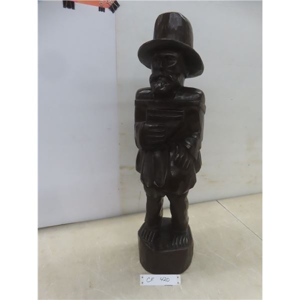 Carved Traveling Hobo Man 26" Tall