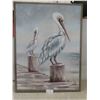 Image 1 : Framed Pelican Painting on Canvas 50" x 38"