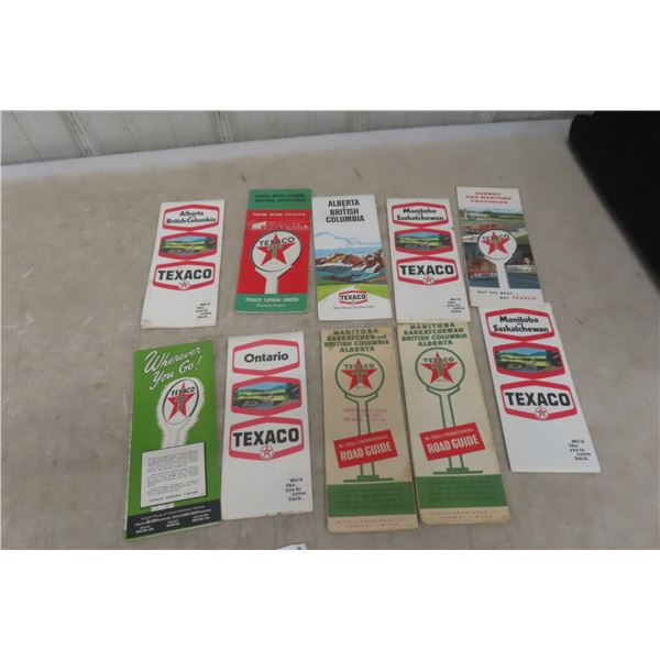 10x Texaco Road Maps Vintage Canadian Provinces & Cities