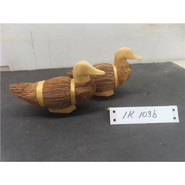 2 Carved Ducks 3-1/2" x 5-1/2" x 2"