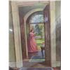 Image 2 : Vintage Beautiful Print & Frame Called: The Garden Door - Sticker on Back T. Eaton Company -